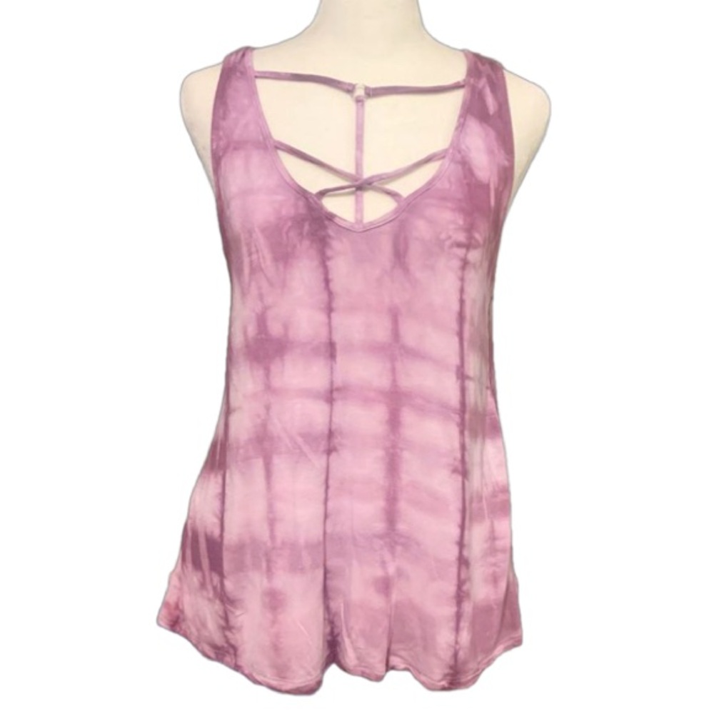 American Eagle Pink Tie-Dye Strappy Scoop Neck Soft & Sexy Stretchy Tank Top